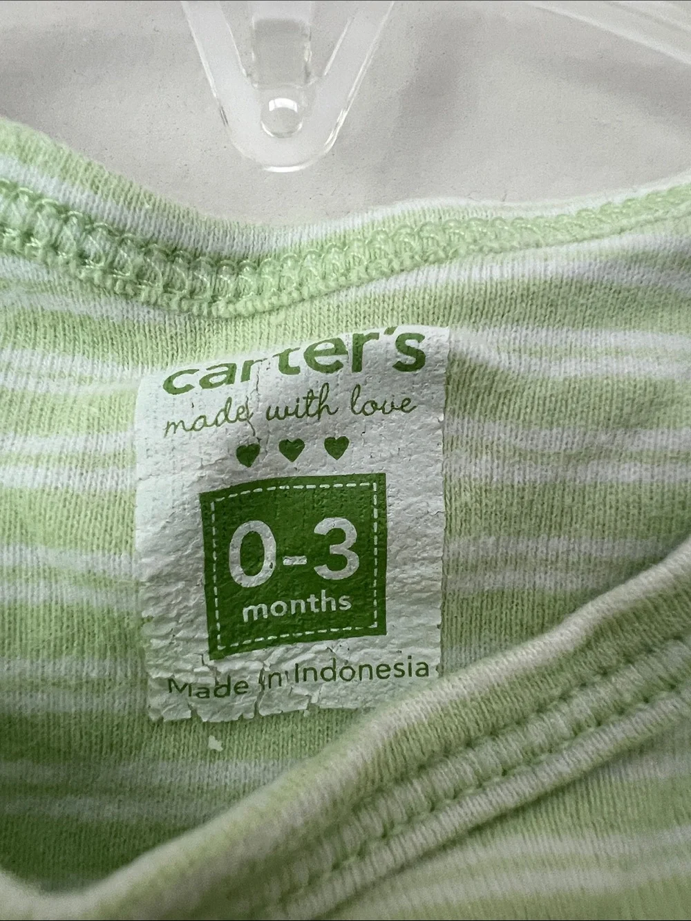 Carter's Mint Green and White Striped Infant Gown